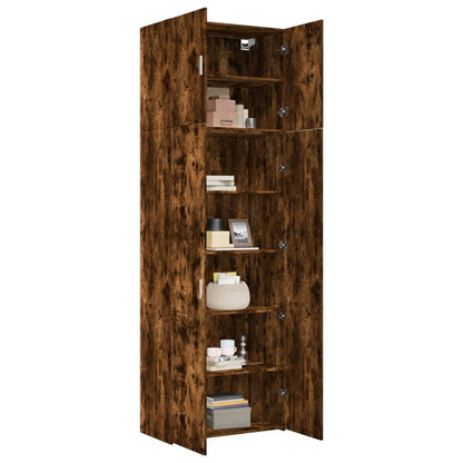 Hoge kast 80x42,5x249 cm bewerkt hout gerookt eikenkleurig