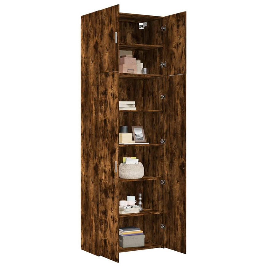 Hoge kast 80x42,5x249 cm bewerkt hout gerookt eikenkleurig