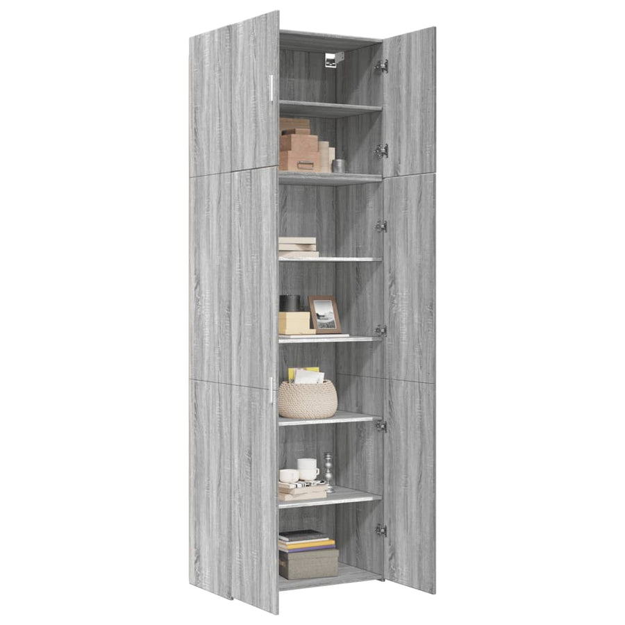 Hoge Kast 80X42,5X249 Cm Bewerkt Hout Eikenkleurig Grijs sonoma