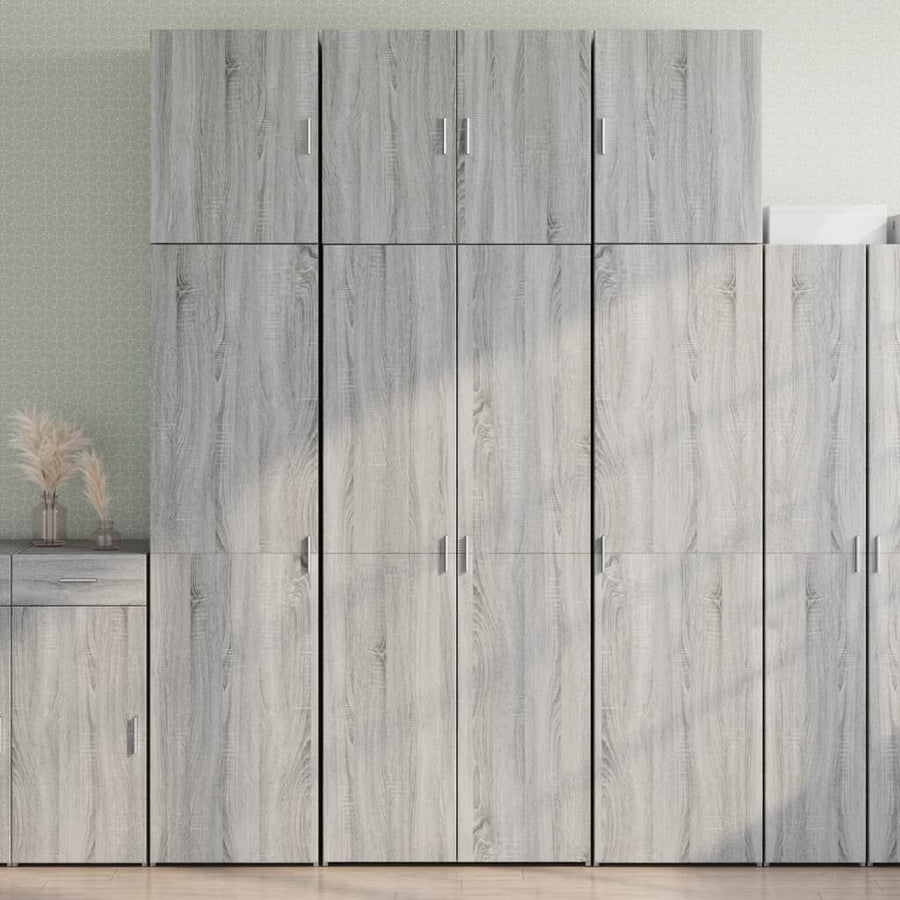 Hoge Kast 80X42,5X249 Cm Bewerkt Hout Eikenkleurig Grijs sonoma