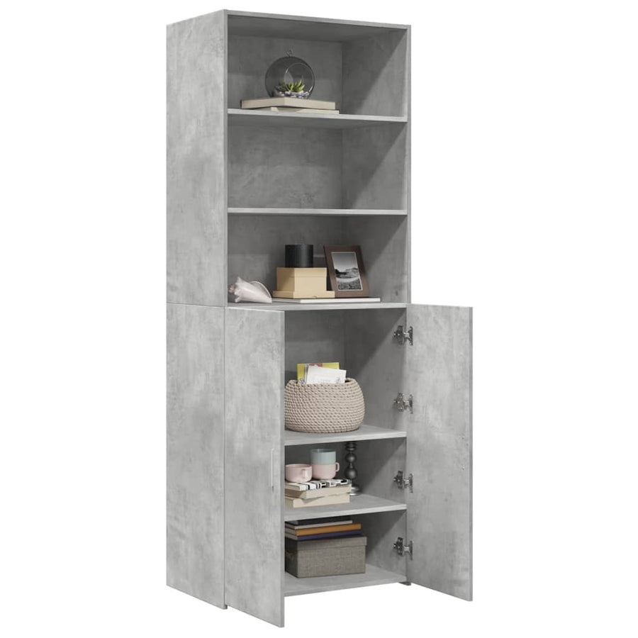 Hoge kast 70x42,5x185 cm bewerkt hout betongrijs