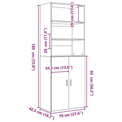 Hoge kast 70x42,5x185 cm bewerkt hout betongrijs