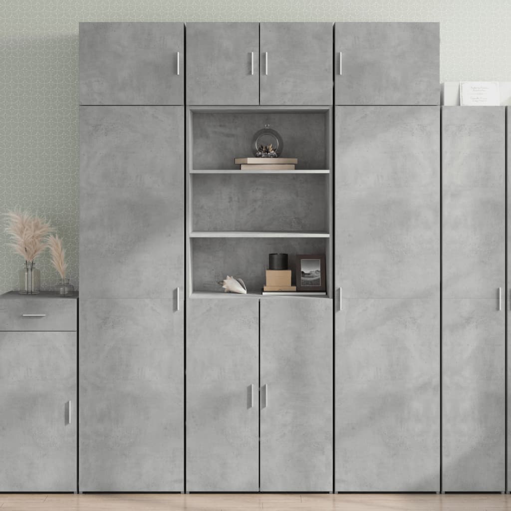 Hoge kast 70x42,5x185 cm bewerkt hout betongrijs