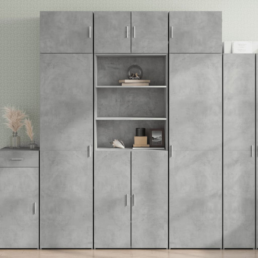 Hoge kast 70x42,5x185 cm bewerkt hout betongrijs
