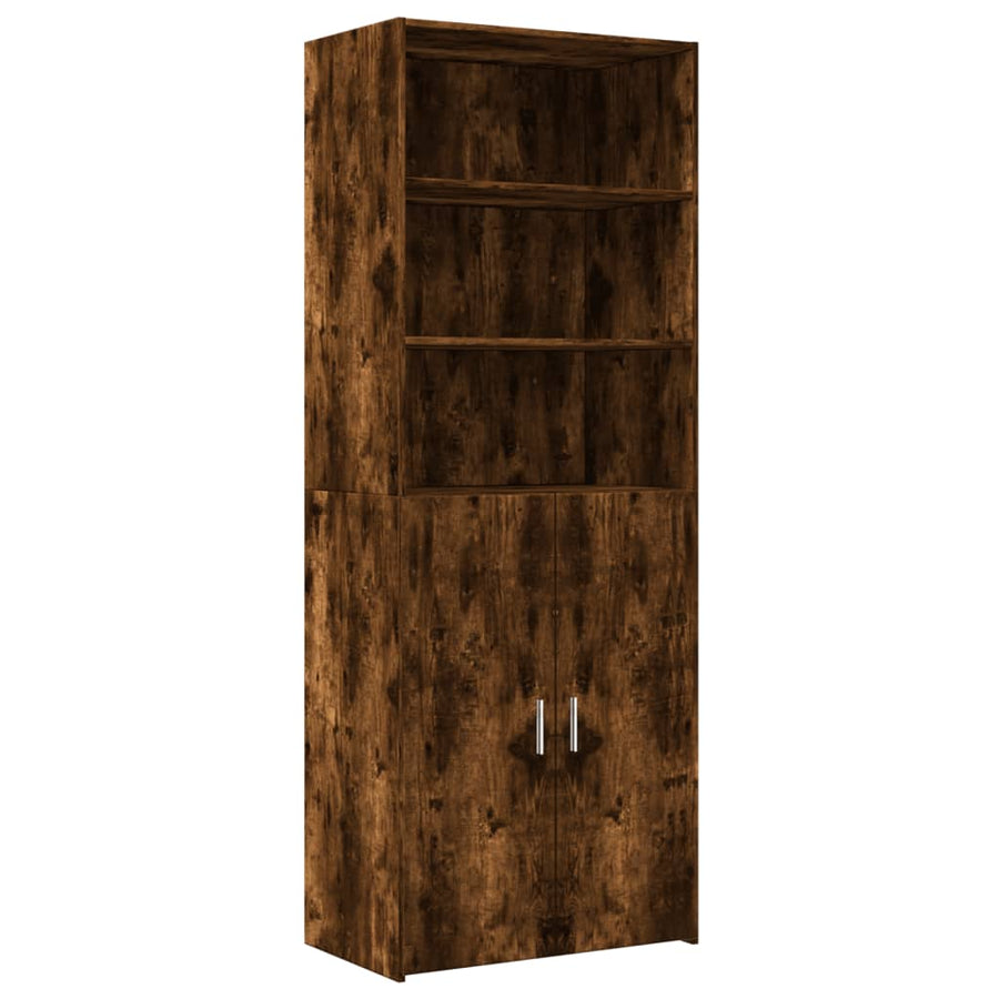 Hoge Kast 70X42,5X185 Cm Bewerkt Hout Kleurig Gerookt eiken
