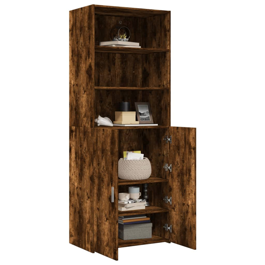 Hoge Kast 70X42,5X185 Cm Bewerkt Hout Kleurig Gerookt eiken
