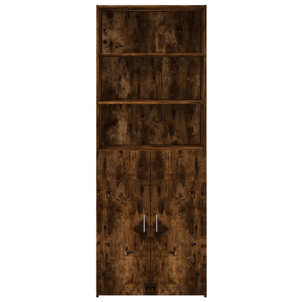 Hoge Kast 70X42,5X185 Cm Bewerkt Hout Kleurig Gerookt eiken