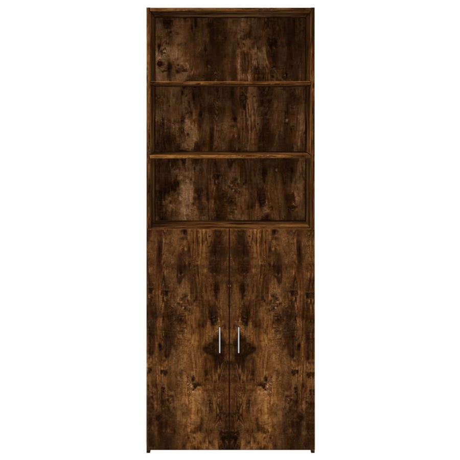 Hoge Kast 70X42,5X185 Cm Bewerkt Hout Kleurig Gerookt eiken