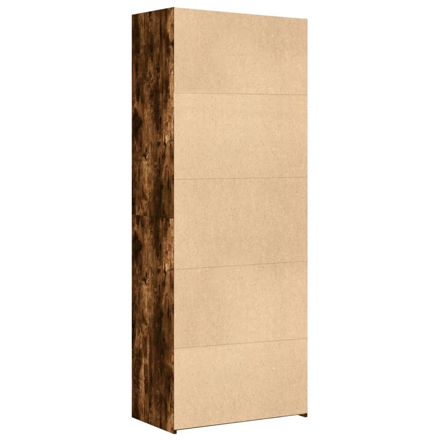 Hoge Kast 70X42,5X185 Cm Bewerkt Hout Kleurig Gerookt eiken