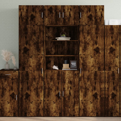 Hoge Kast 70X42,5X185 Cm Bewerkt Hout Kleurig Gerookt eiken