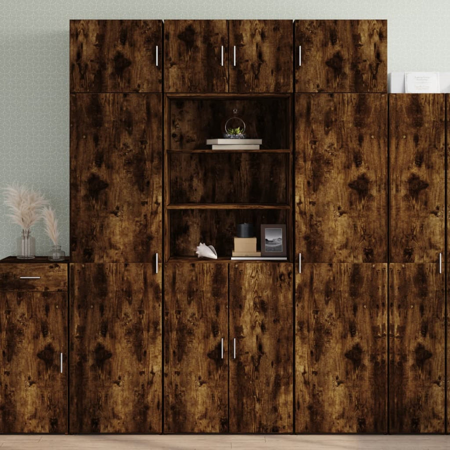 Hoge Kast 70X42,5X185 Cm Bewerkt Hout Kleurig Gerookt eiken