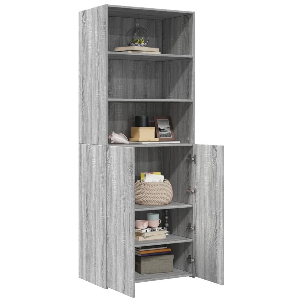 Hoge kast 70x42,5x185 cm bewerkt hout grijs sonoma eikenkleurig