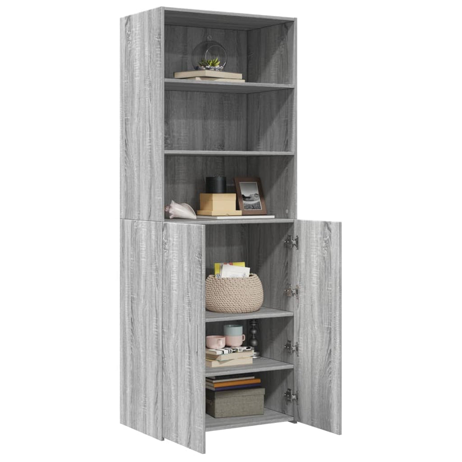 Hoge kast 70x42,5x185 cm bewerkt hout grijs sonoma eikenkleurig