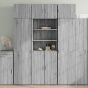 Hoge kast 70x42,5x185 cm bewerkt hout grijs