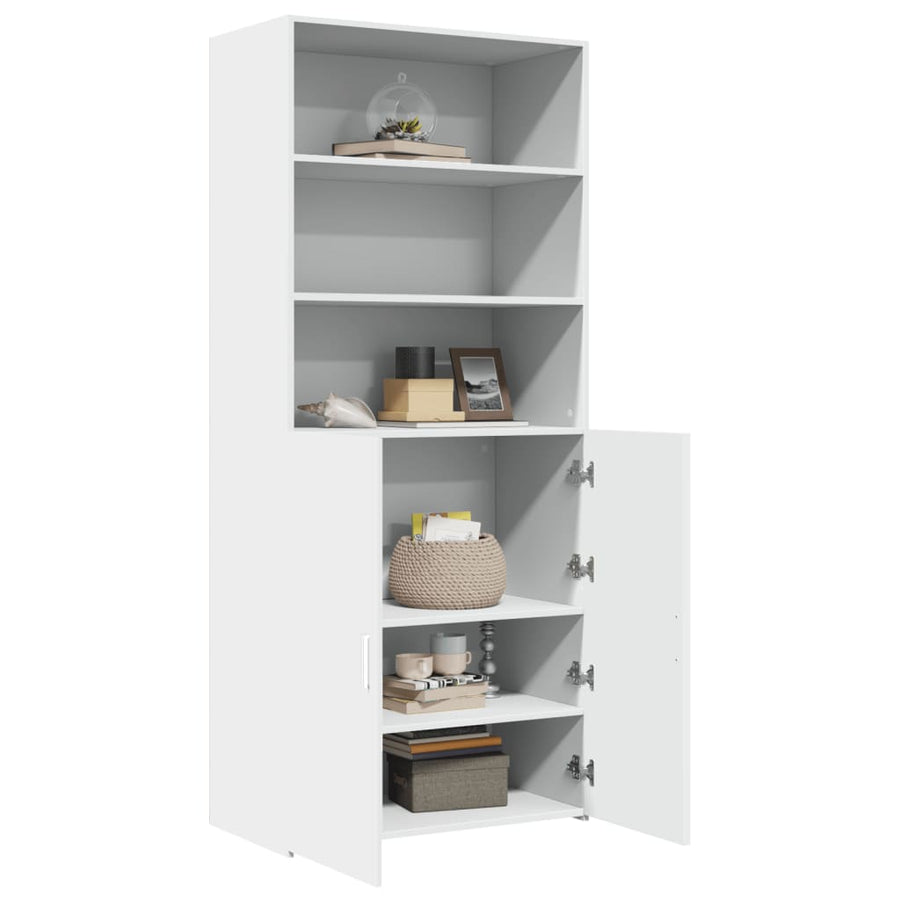 Hoge kast 80x42,5x185 cm bewerkt hout wit