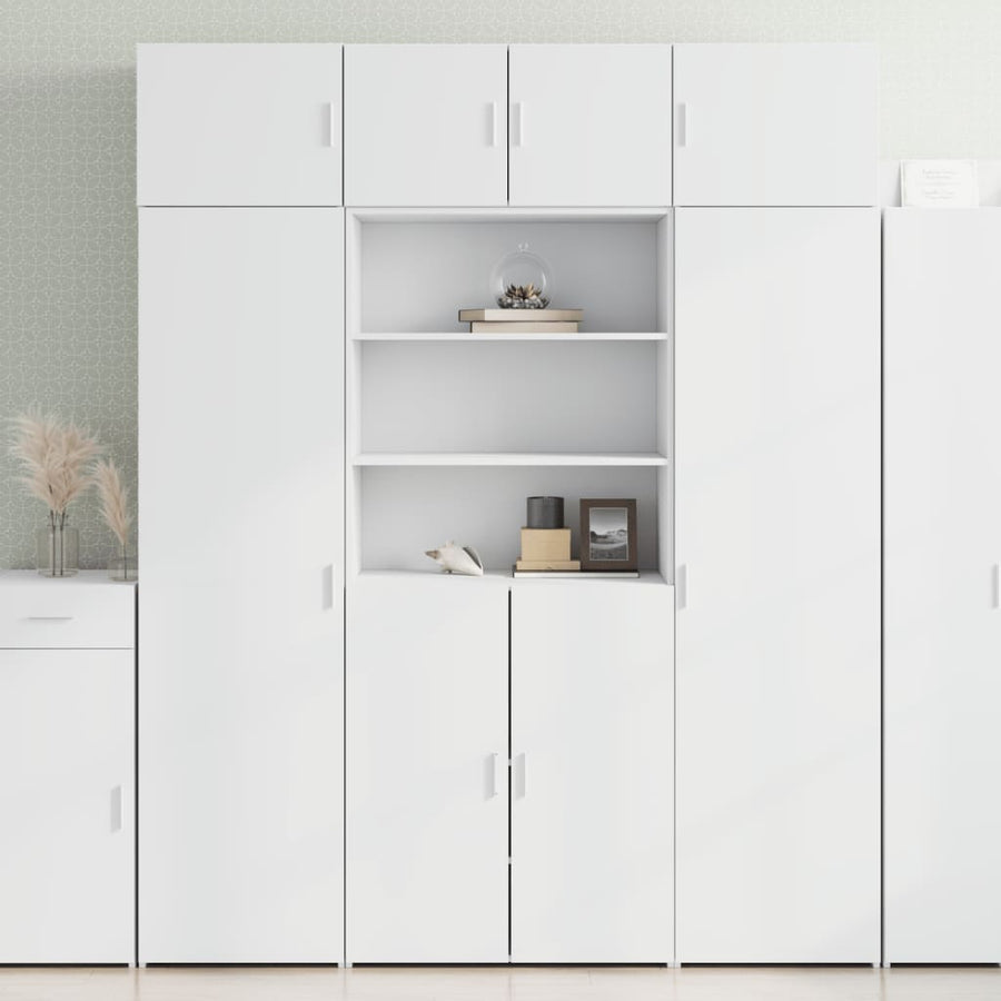 Hoge kast 80x42,5x185 cm bewerkt hout wit