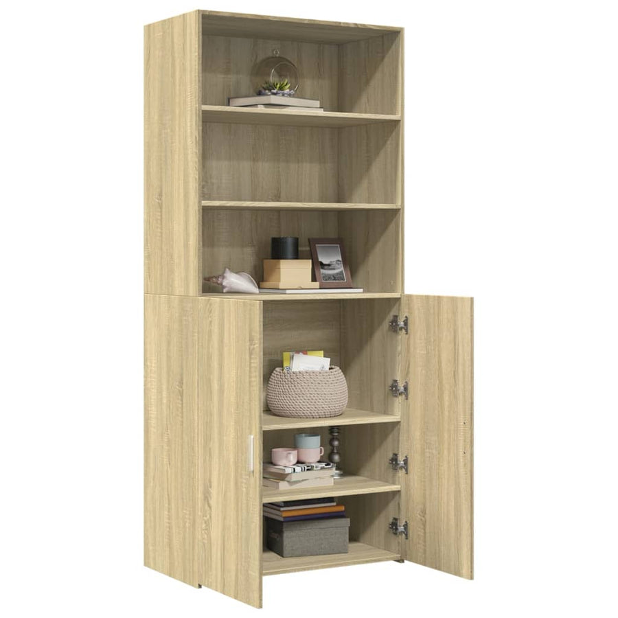 Hoge kast 80x42,5x185 cm bewerkt hout sonoma eikenkleurig