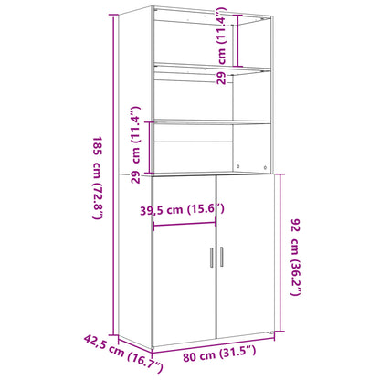 Hoge kast 80x42,5x185 cm bewerkt hout sonoma eikenkleurig