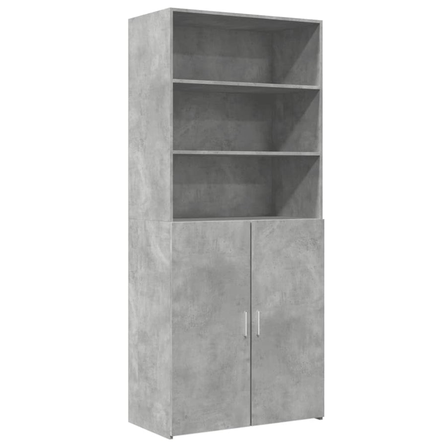 Hoge kast 80x42,5x185 cm bewerkt hout betongrijs