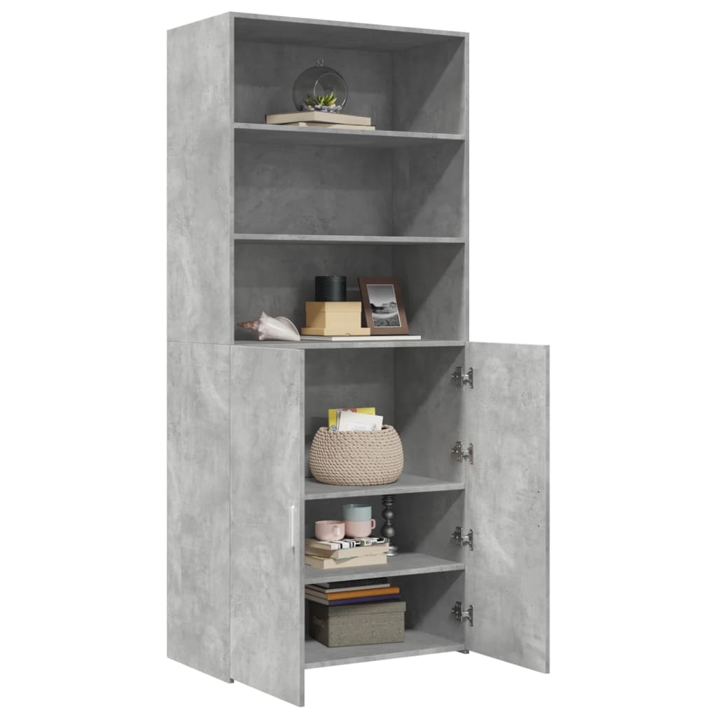 Hoge kast 80x42,5x185 cm bewerkt hout betongrijs