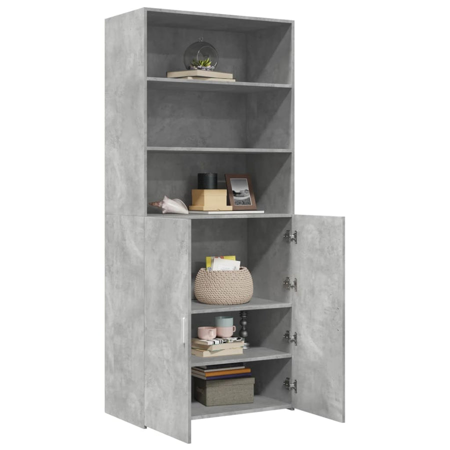 Hoge kast 80x42,5x185 cm bewerkt hout betongrijs