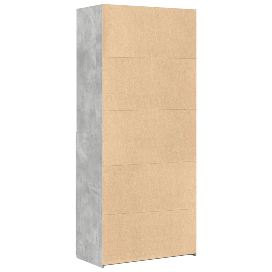 Hoge kast 80x42,5x185 cm bewerkt hout betongrijs