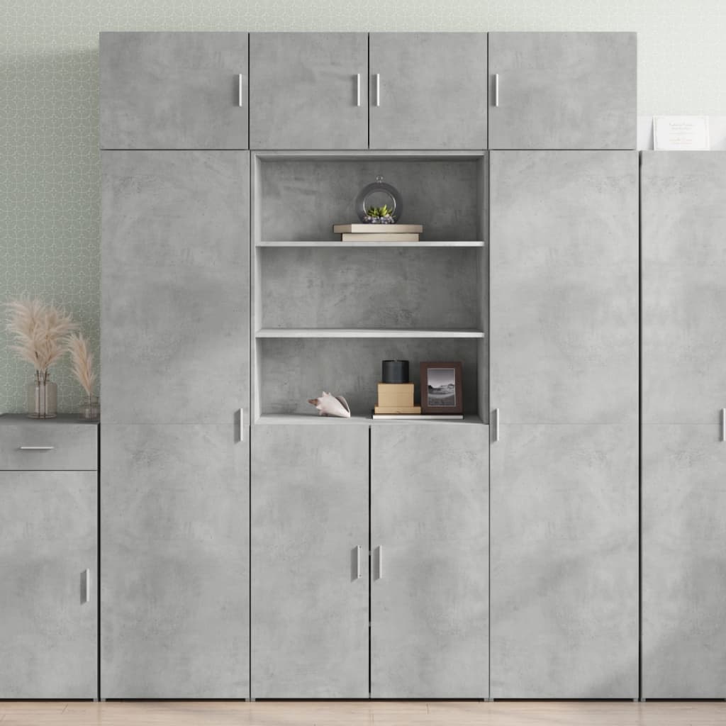 Hoge kast 80x42,5x185 cm bewerkt hout betongrijs