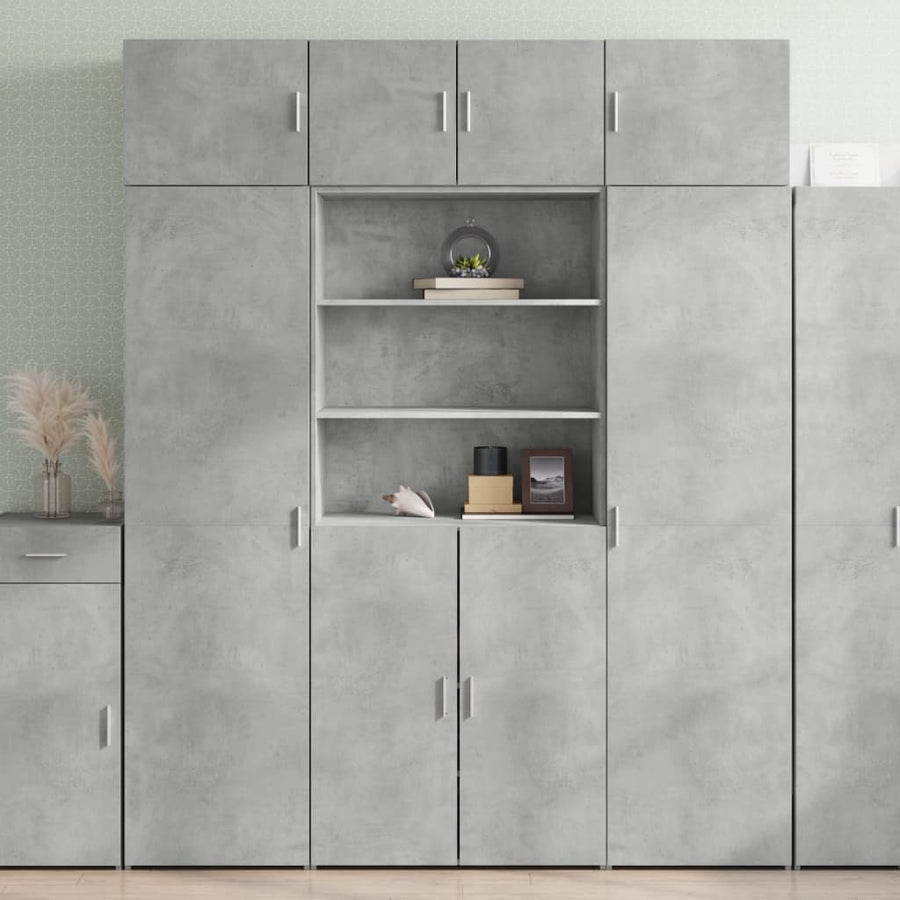 Hoge kast 80x42,5x185 cm bewerkt hout betongrijs