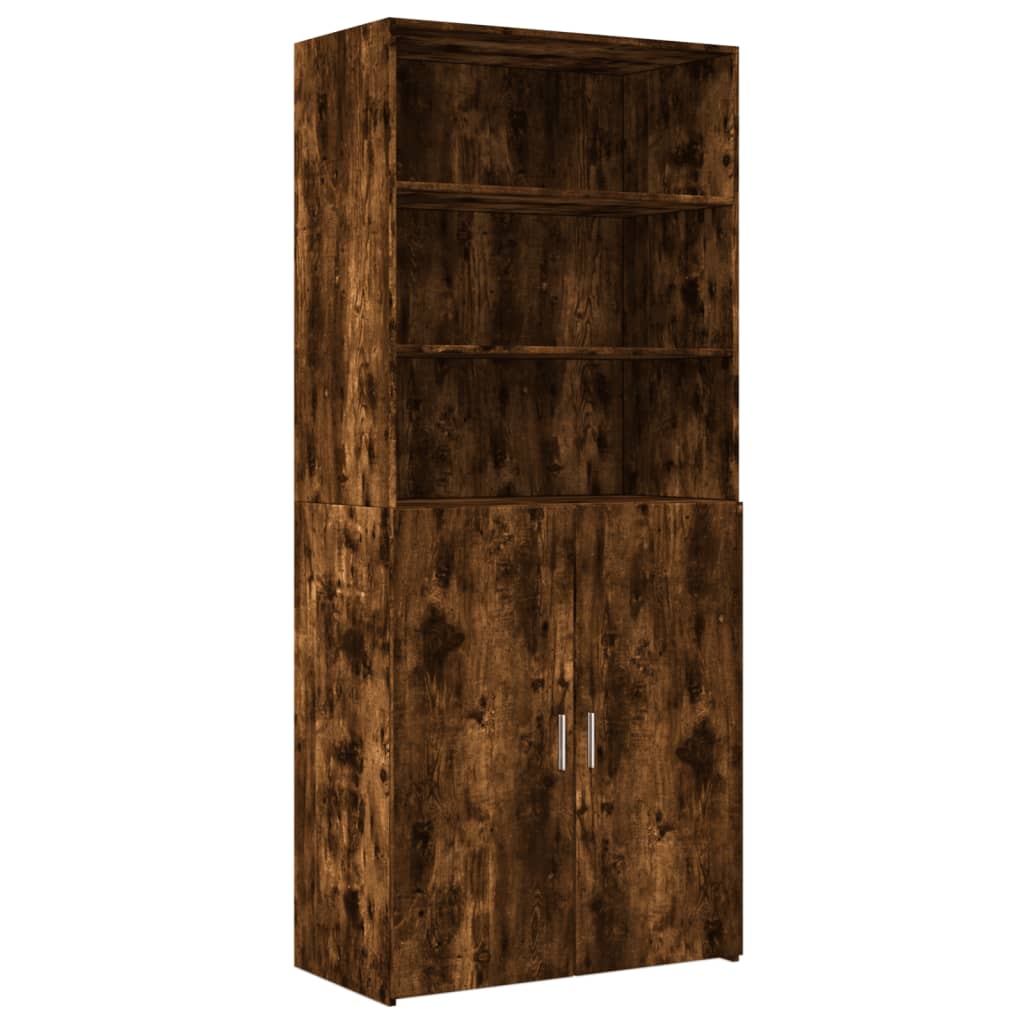Hoge kast 80x42,5x185 cm bewerkt hout gerookt eikenkleurig