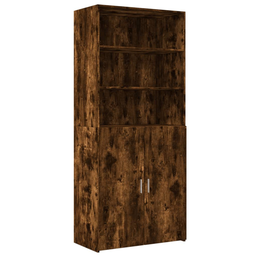Hoge kast 80x42,5x185 cm bewerkt hout gerookt eikenkleurig