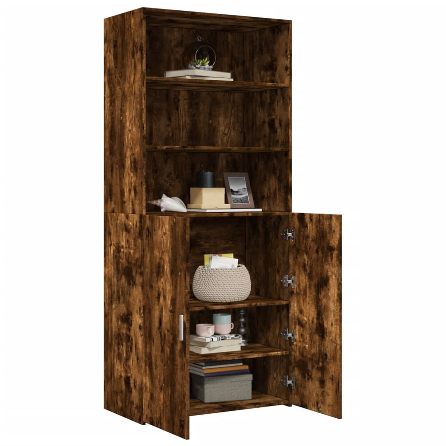Hoge kast 80x42,5x185 cm bewerkt hout gerookt eikenkleurig