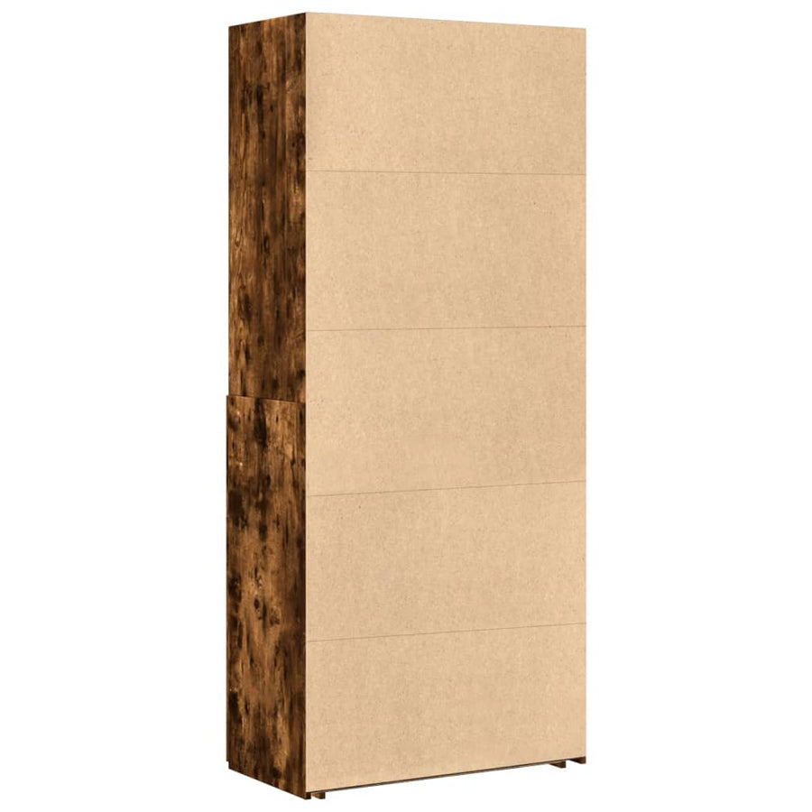 Hoge kast 80x42,5x185 cm bewerkt hout gerookt eikenkleurig