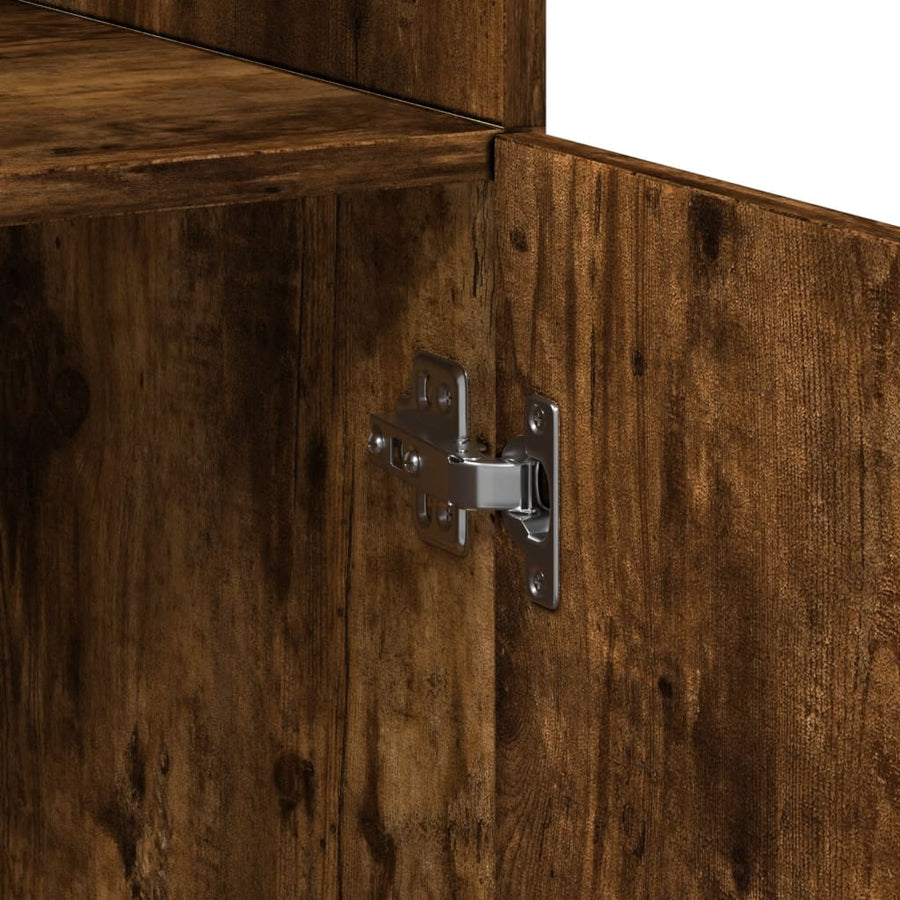 Hoge kast 80x42,5x185 cm bewerkt hout gerookt eikenkleurig