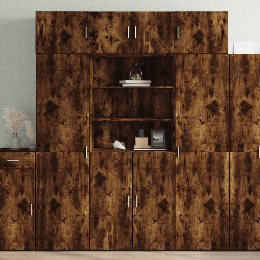 Hoge kast 80x42,5x185 cm bewerkt hout gerookt eikenkleurig