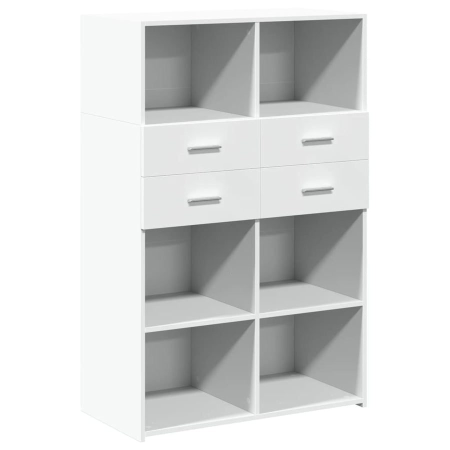 Hoge kast 80x42,5x124 cm bewerkt hout wit