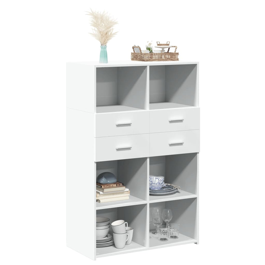 Hoge kast 80x42,5x124 cm bewerkt hout wit