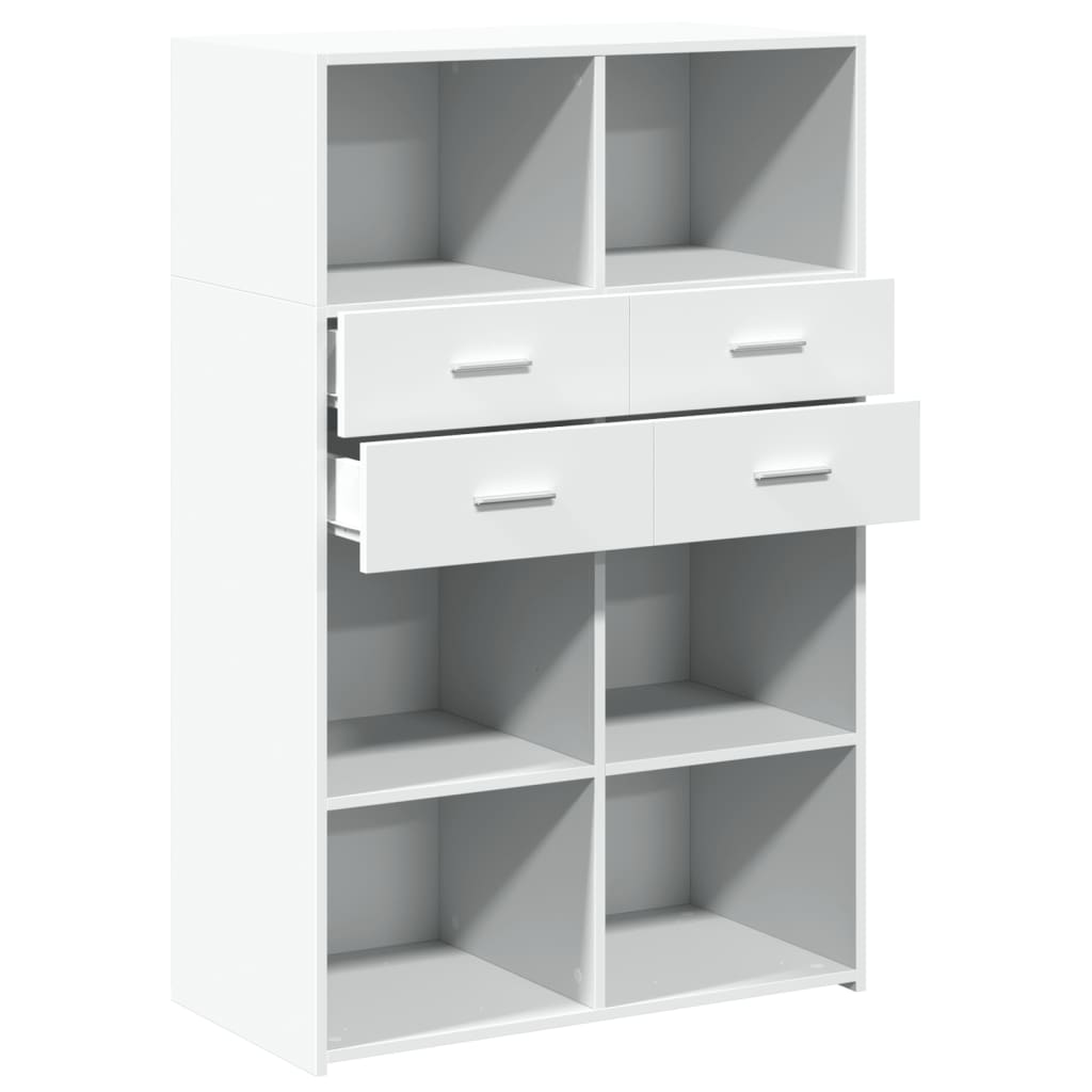 Hoge kast 80x42,5x124 cm bewerkt hout wit