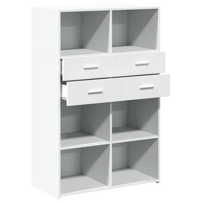 Hoge kast 80x42,5x124 cm bewerkt hout wit