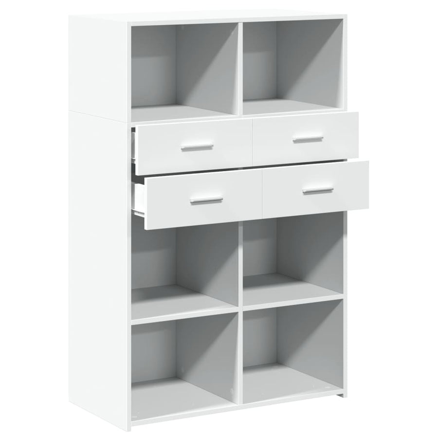 Hoge kast 80x42,5x124 cm bewerkt hout wit