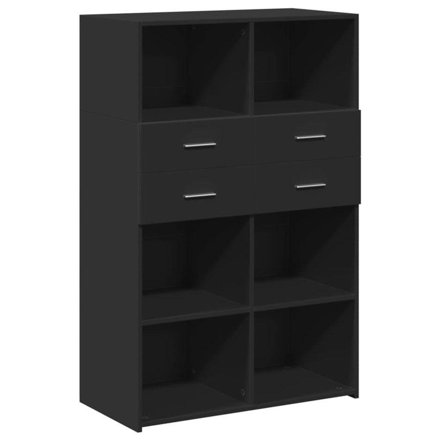 Hoge kast 80x42,5x124 cm bewerkt hout zwart