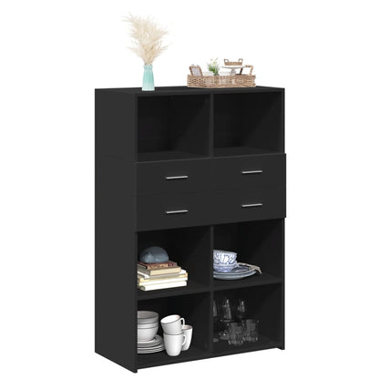 Hoge kast 80x42,5x124 cm bewerkt hout zwart