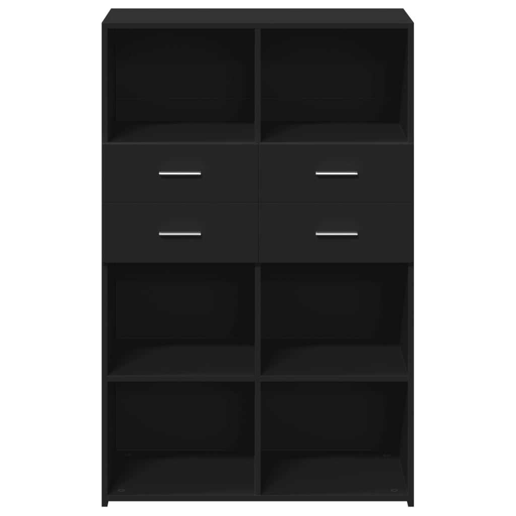 Hoge kast 80x42,5x124 cm bewerkt hout zwart