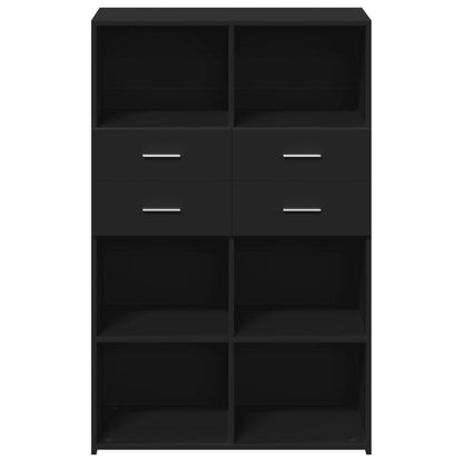Hoge kast 80x42,5x124 cm bewerkt hout zwart