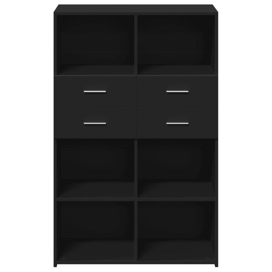 Hoge kast 80x42,5x124 cm bewerkt hout zwart