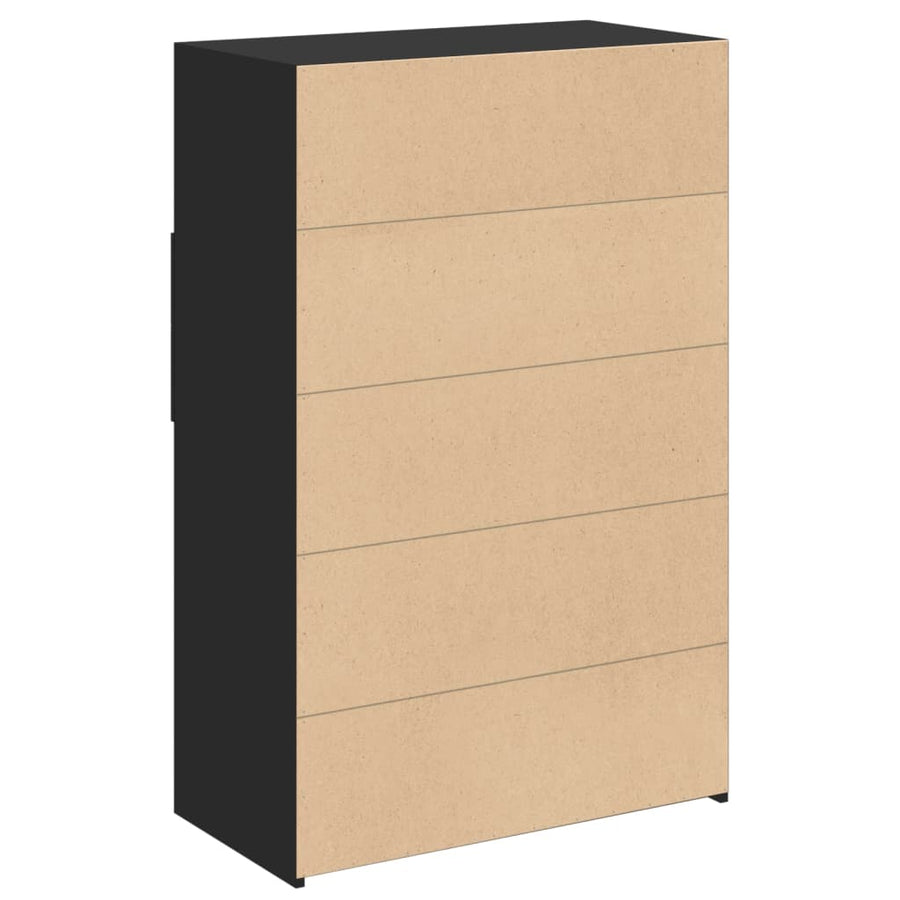 Hoge kast 80x42,5x124 cm bewerkt hout zwart