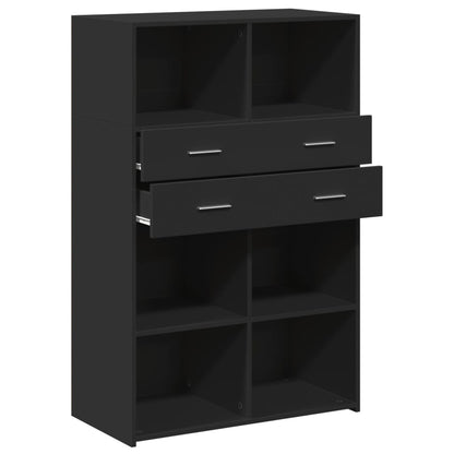 Hoge kast 80x42,5x124 cm bewerkt hout zwart