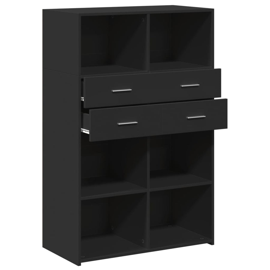 Hoge kast 80x42,5x124 cm bewerkt hout zwart