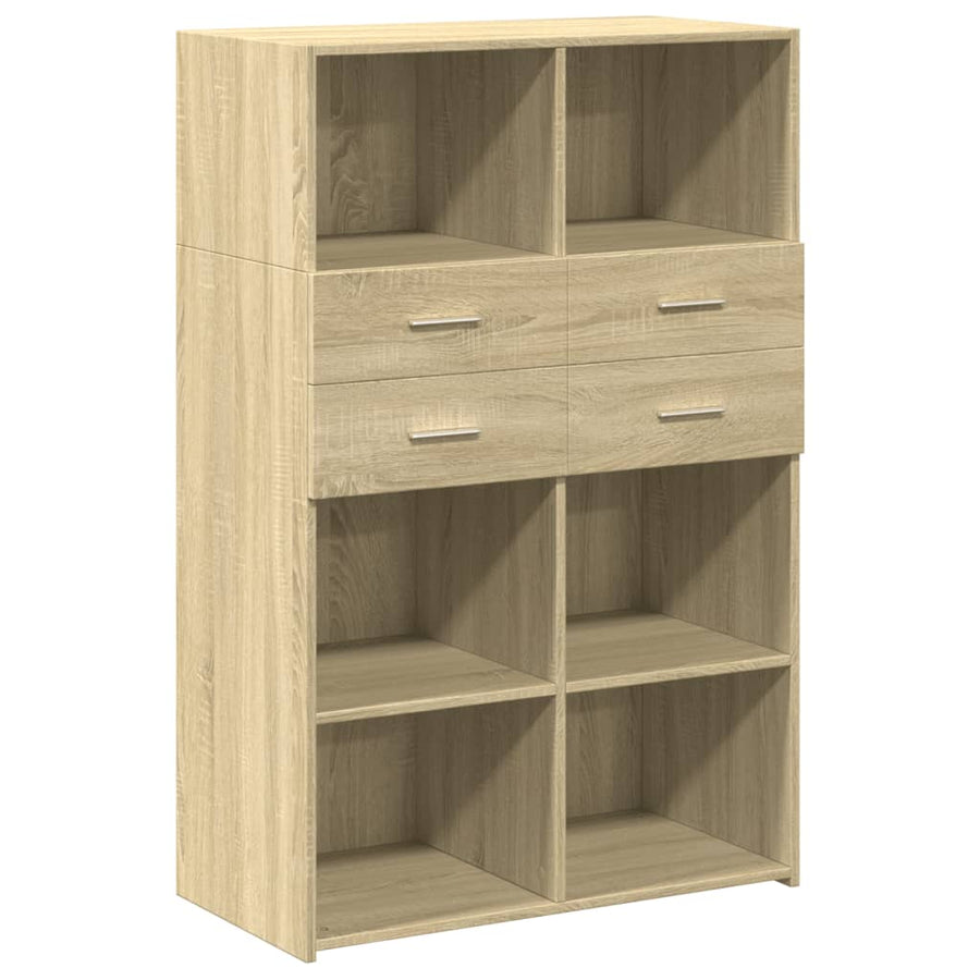 Hoge kast 80x42,5x124 cm bewerkt hout sonoma eikenkleurig