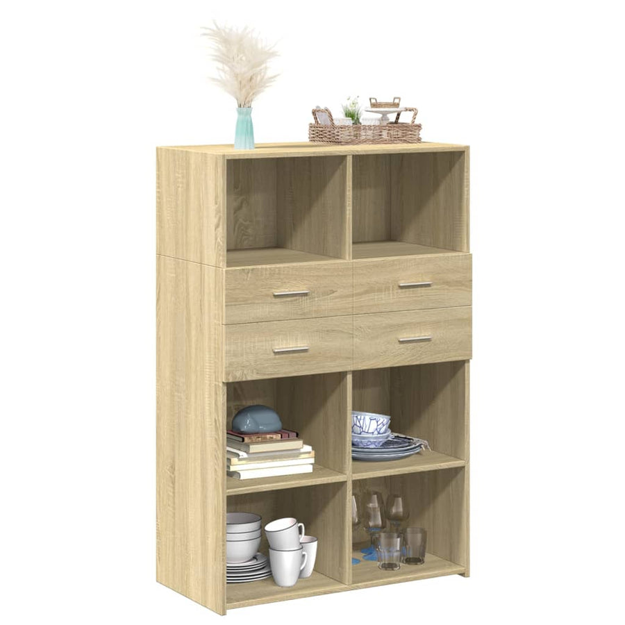 Hoge kast 80x42,5x124 cm bewerkt hout sonoma eikenkleurig