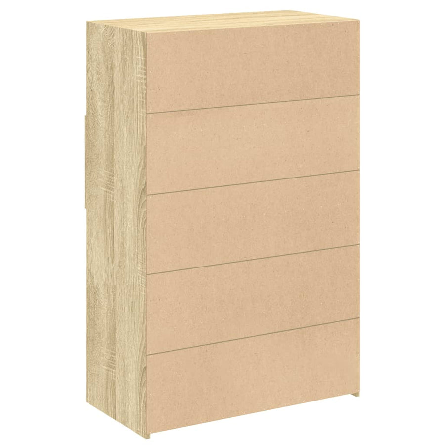 Hoge kast 80x42,5x124 cm bewerkt hout sonoma eikenkleurig